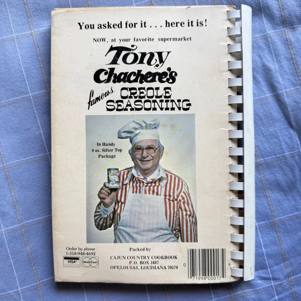 Tony Chachere Micro-Wave Cajun Country Cookbook Vintage 1980 Spiral Bound 2nd Ed